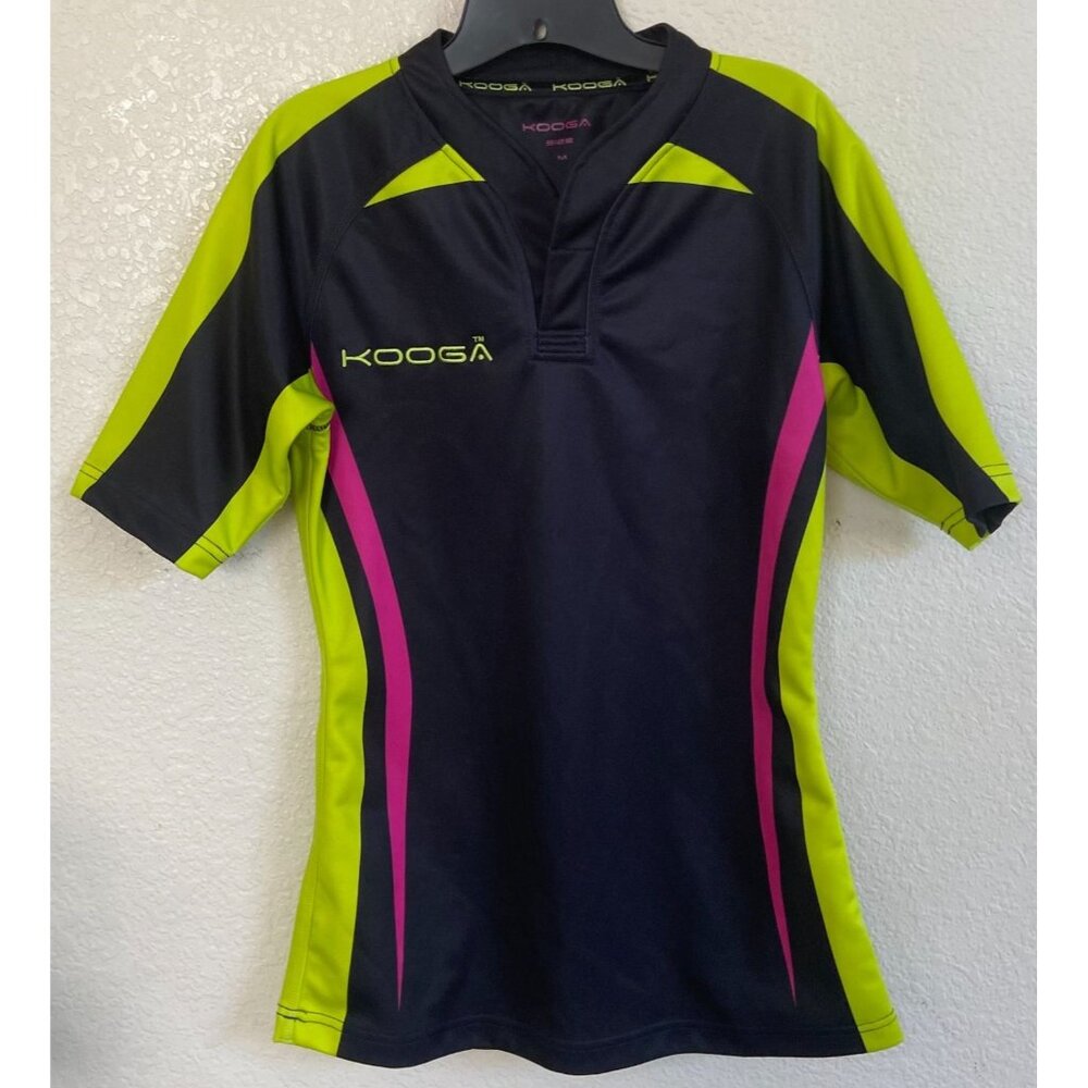Kooga Athletic Shirt Mens Medium Training Jersey Black Yellow Activewear Top